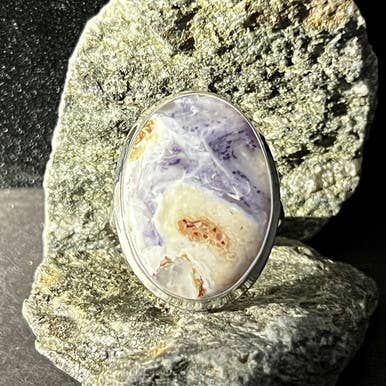 Violet Flame Opal Ring Sterling Silver