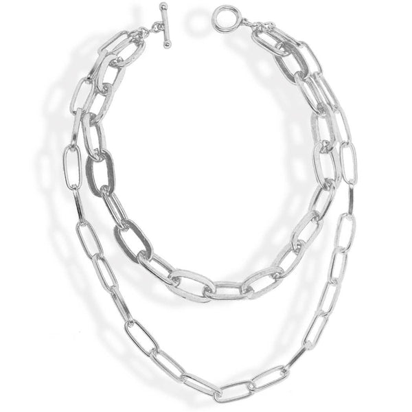 Elongated link layered necklace