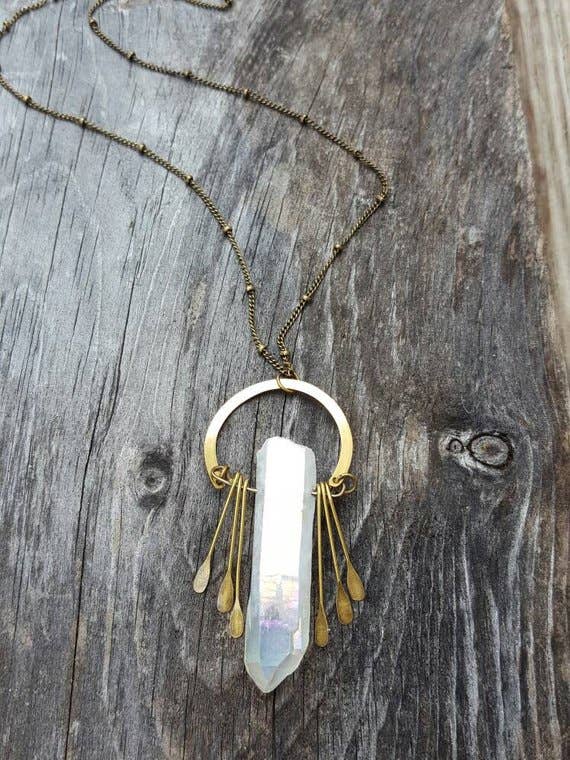 Raw Quartz Crystal Necklace Quartz Point Raw Crystal Jewelry