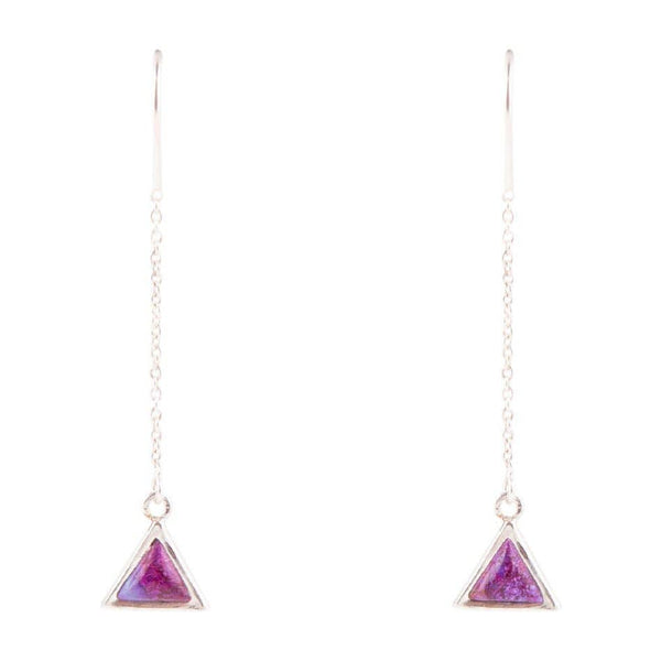 Triangle Threader Purple Turquoise and Sterling Silver Earrings