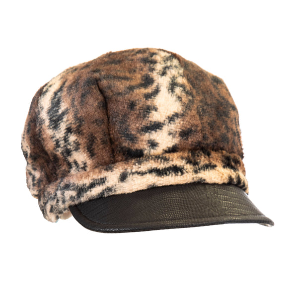 LITA by Cha Cha's Faux Fur Leopard Women's Newsboy Hat