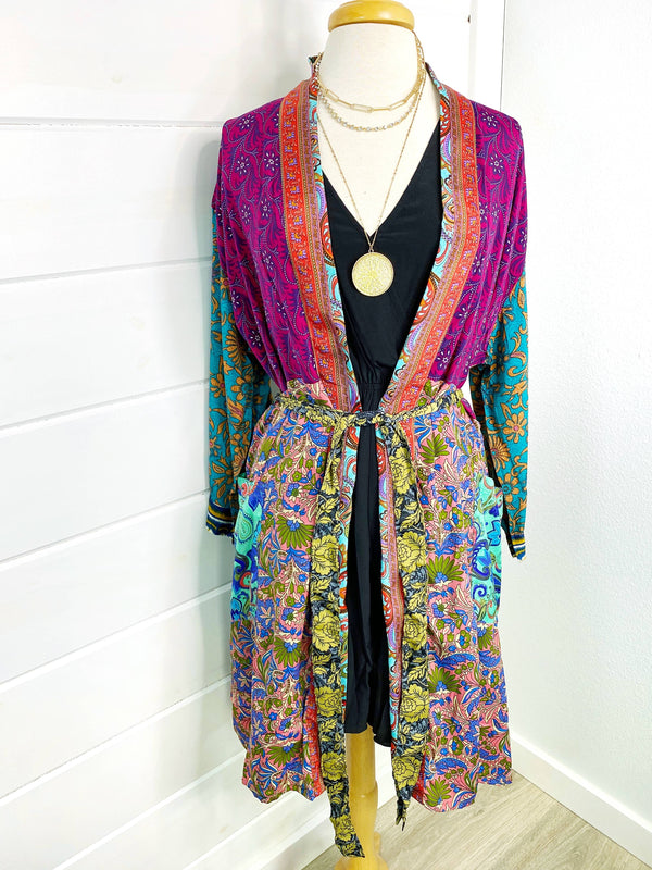 Patchwork Silk Kimono Robes - Short Length