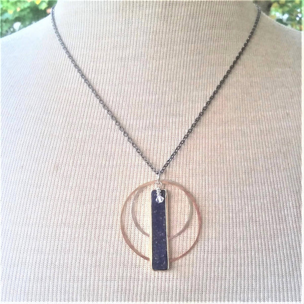 Lapis Bar Pendant Necklace