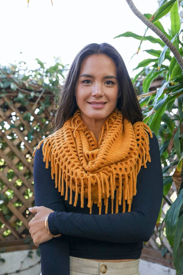 Tassel Fringe Knit Infinity Scarf - Bestselling Design