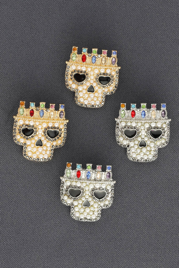 Halloween Skull with Crown Post Earrings