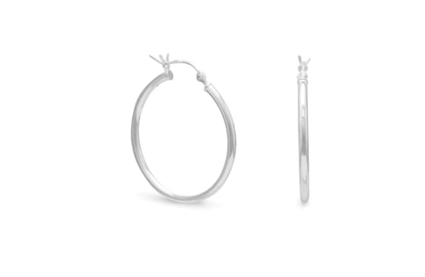 2mm x 28mm Hoop Earrings