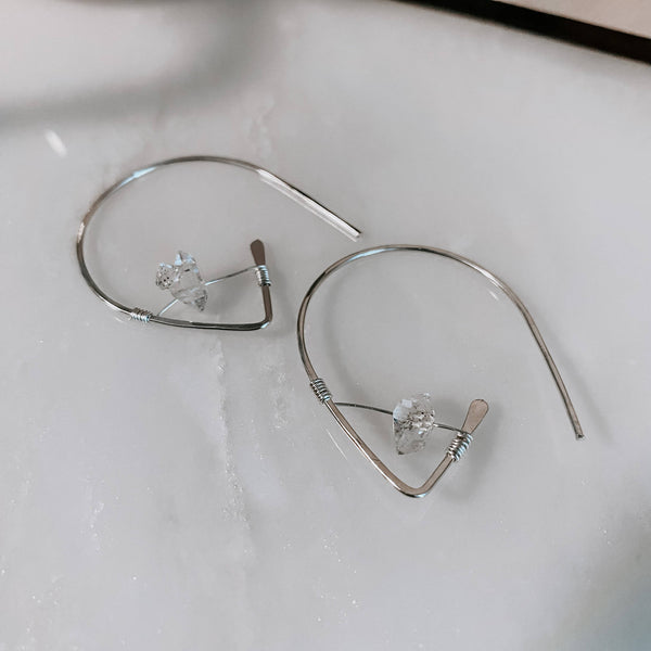 Herkimer Diamond Threader Earrings