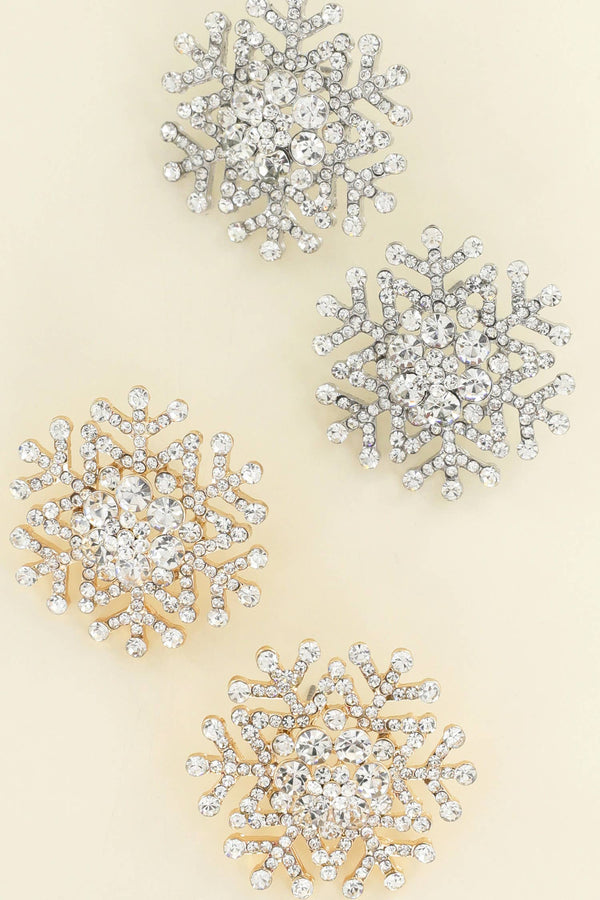 Christmas Crystal Snowflake Stud Earrings