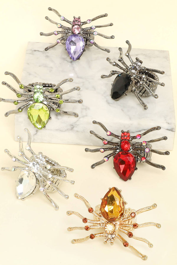 Halloween Jeweled Spider Stretch Ring