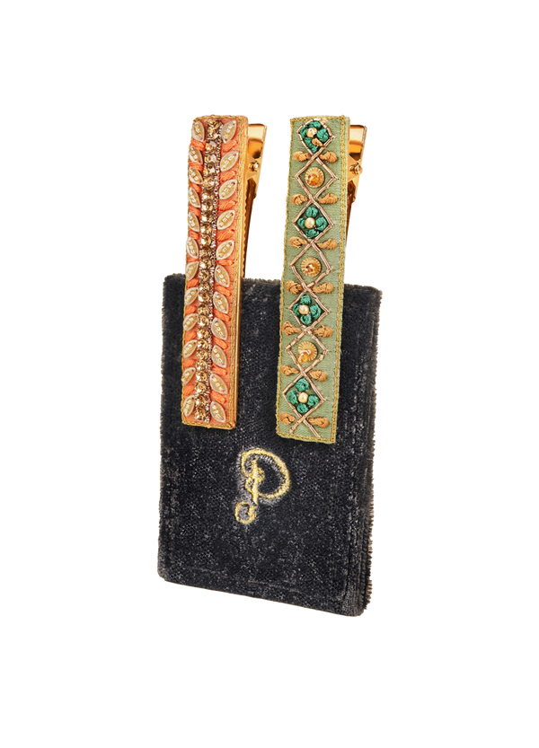 Narrow Jewelled Hair Bar (Set of 2) - Ribbon and Strike