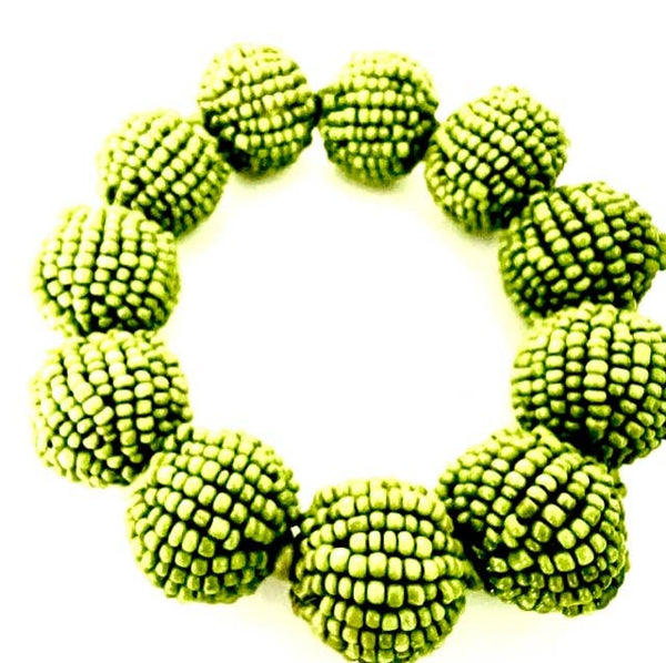 Ball bracelet Lime  stretch elastic Antique Lime