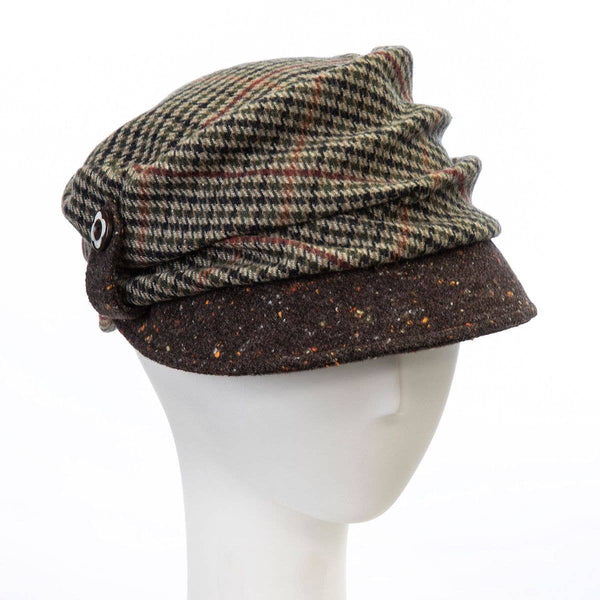 Virgo Herringbone Plaid Newsboy Hat for Women