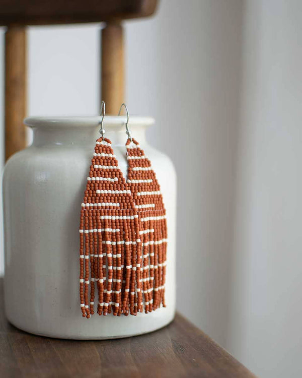Beaded Fringe Earrings in Escalera