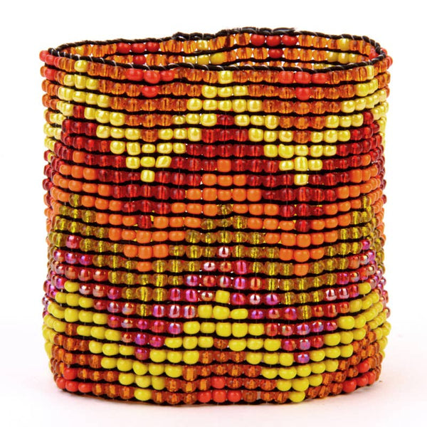 Stretch bracelet Chevron hand loomed ORANGE RED YELLOW