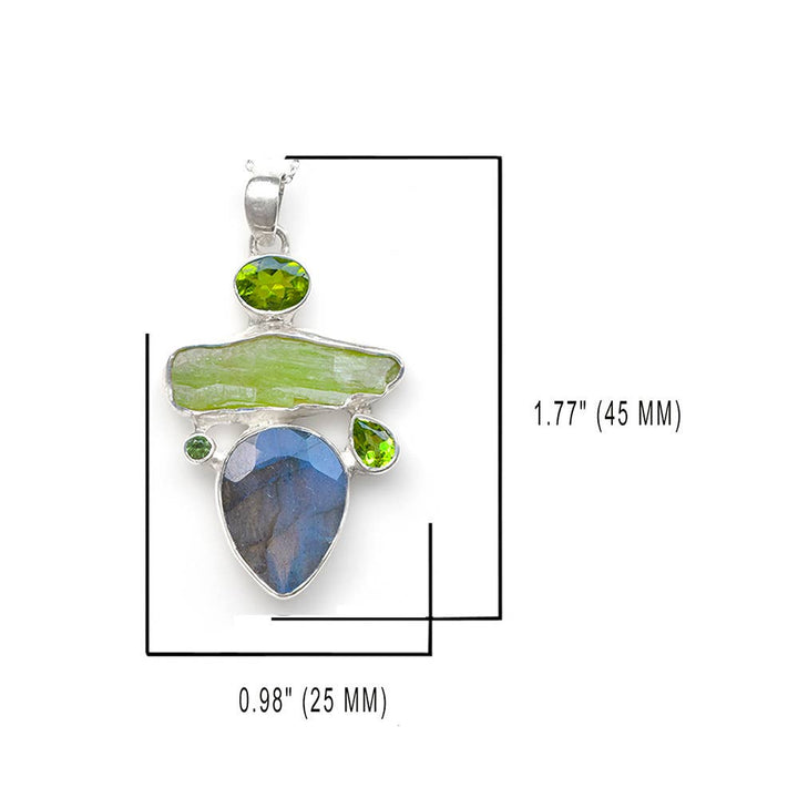 a picture of a pendant with a green and blue stone