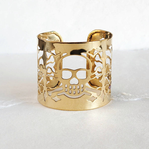 Brass Skull Cuff bangle skeleton bracelet