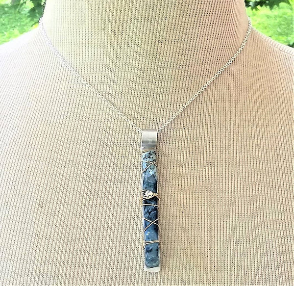 Ocean Blue Agate Pendant Necklace