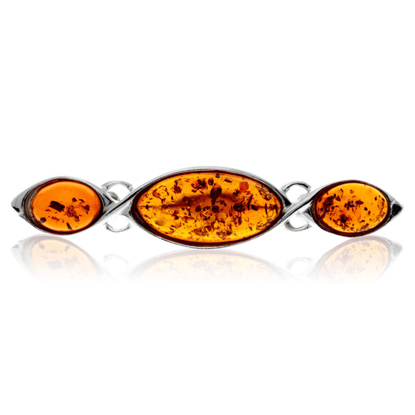 925 Sterling Silver and Amber Pin