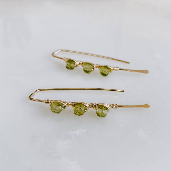 Triple Stone Threaders - Peridot