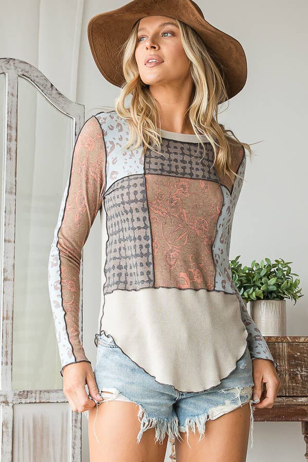 Merrow Stitched Contrast Details Top