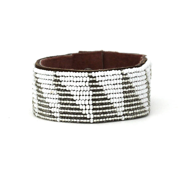 Medium Silver Tri Leather Cuff