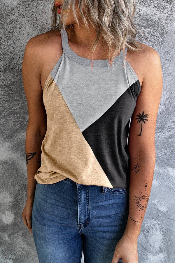 Geometric Color Block Sleeveless Top