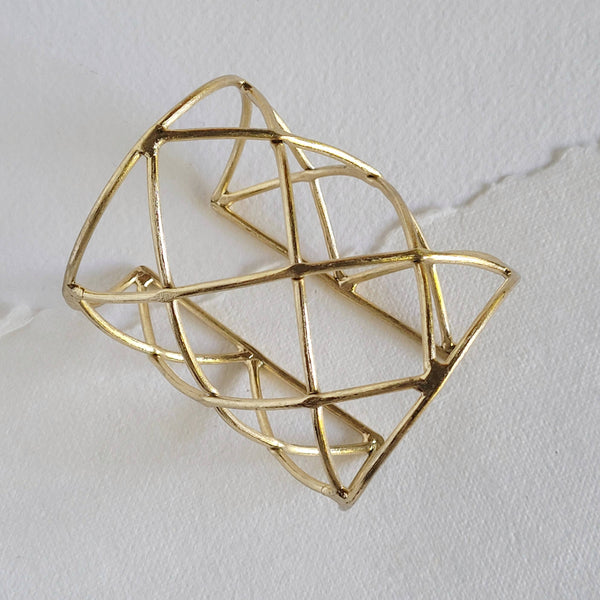 Solid Brass Lattice Wire Handmade Cuff Bangle Bracelet, Matching Ring Available