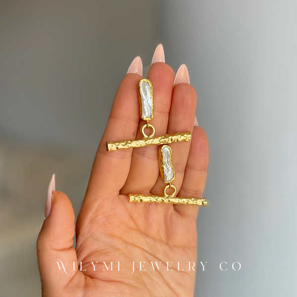 Gold Bar Dangle Earrings | Geometric | 24k Gold Filled