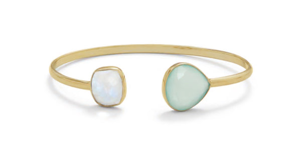 Rainbow Moonstone and Green Chalcedony Cuff