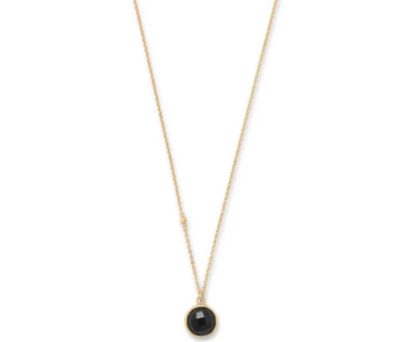 Clearance Sale! 14 Karat Gold Plated Faceted Black Onyx Necklace