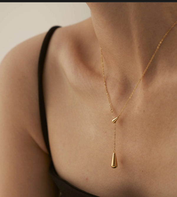 18k gold plated water drop necklace