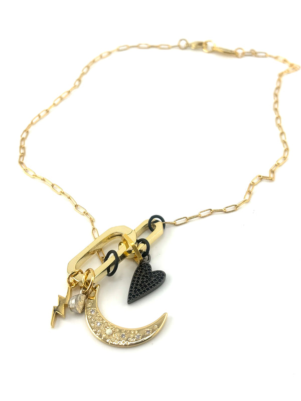 Push Gate Lock Charm Necklace