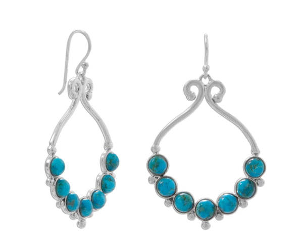 Polished Reconstituted Turquoise Bead Design Earrings