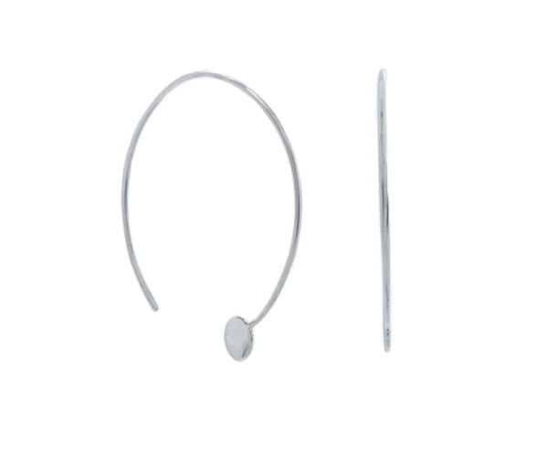 Rhodium Plated Threader Dot End Earring