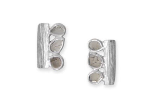 Rhodium Plated Polki Diamond Stud Earrings