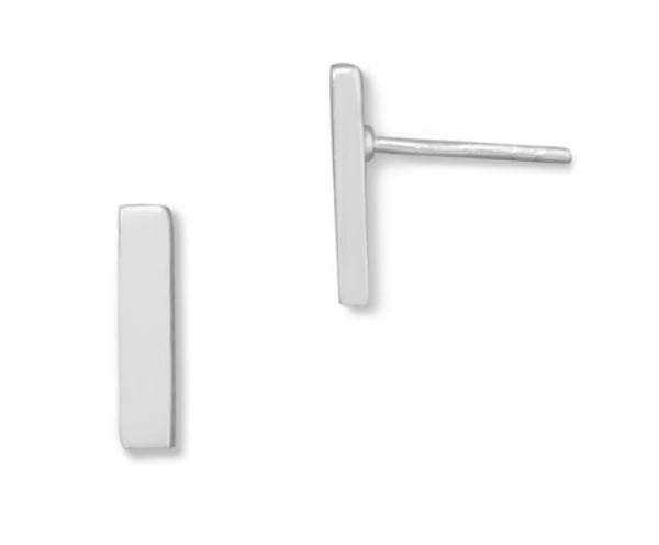 Silver Bar Stud Earrings