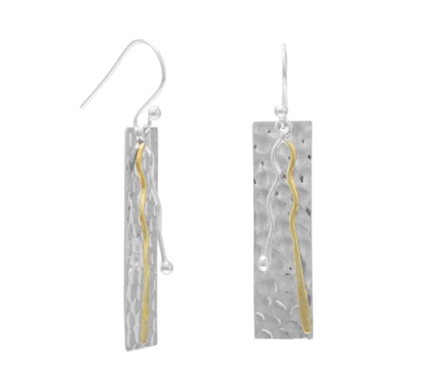 Two Toned Bar Drop Earrings