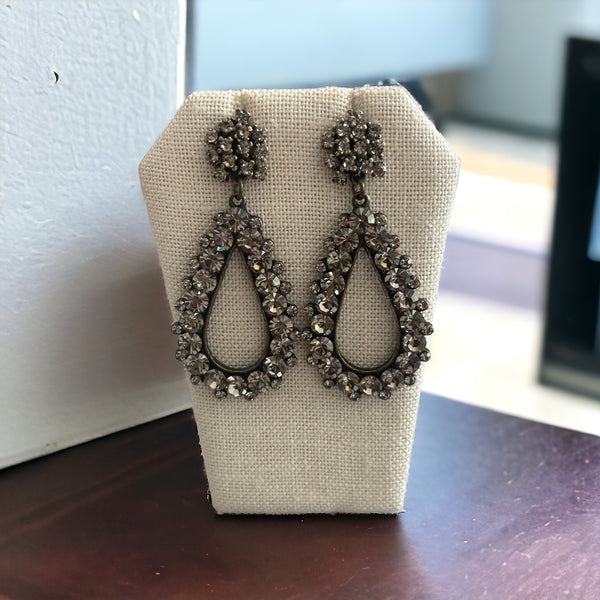 Open Teardrop Post Drop Earrings(crystal)