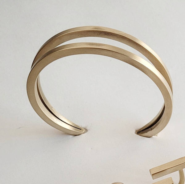 Solid Brass Handcrafted Simple Double Bangle Cuff Bracelet