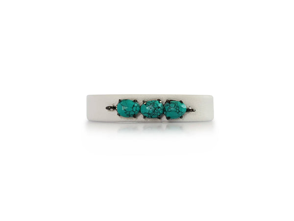 Leather Turquoise Bar Bracelet