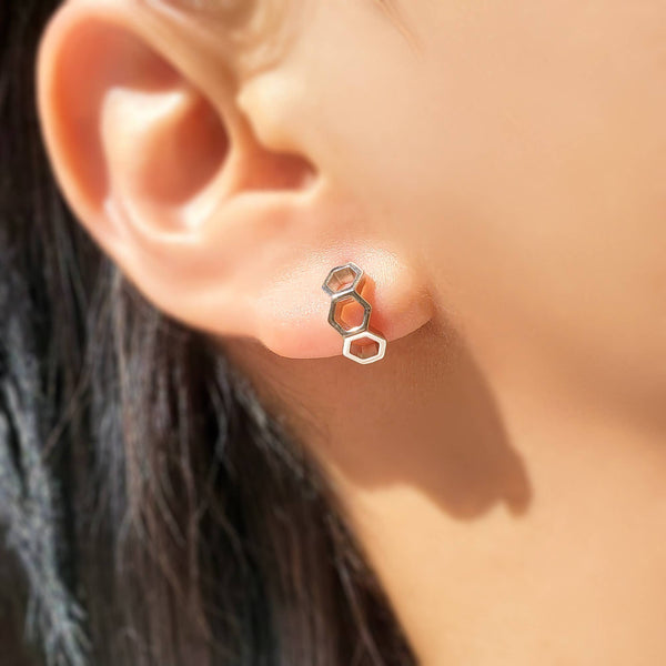 HEXAGON HUGGIE EARRINGS