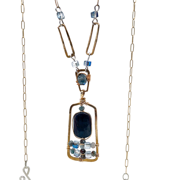 Kyanite Cobble Stone Necklace 82678N