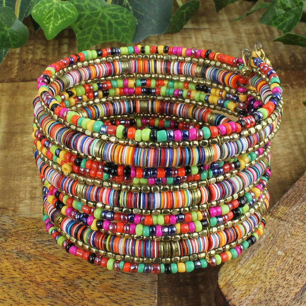 Multi Sequins & Bead Cuff Bracelet