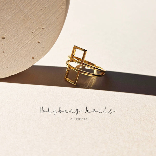 SQUARE DOUBLE BAND RING