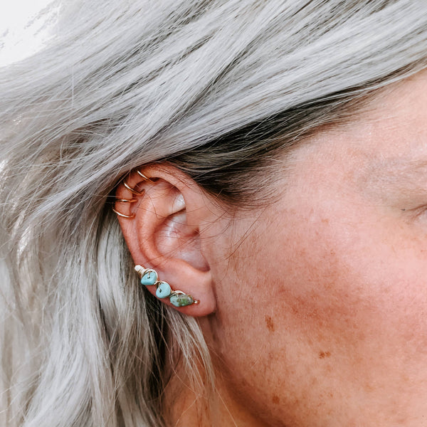 Kingman Turquoise Ear Climbers