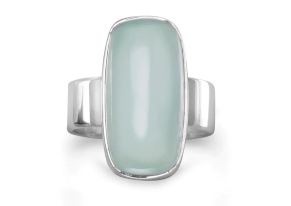 Oval Green Chalcedony Ring