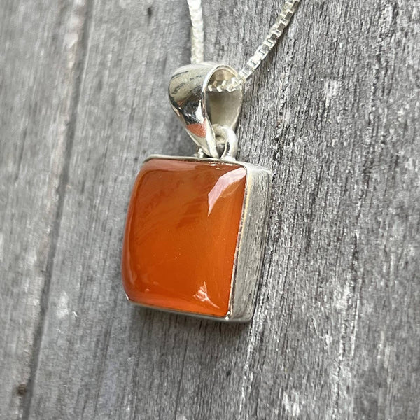 Natural Carnelian Pendant Sterling Silver