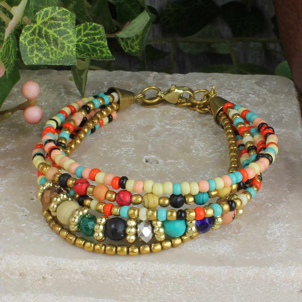 Bohemian Multi Beaded Bracelet