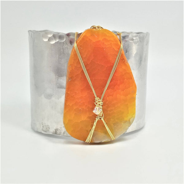 Golden Yellow/Orange Agate Cuff Bracelet