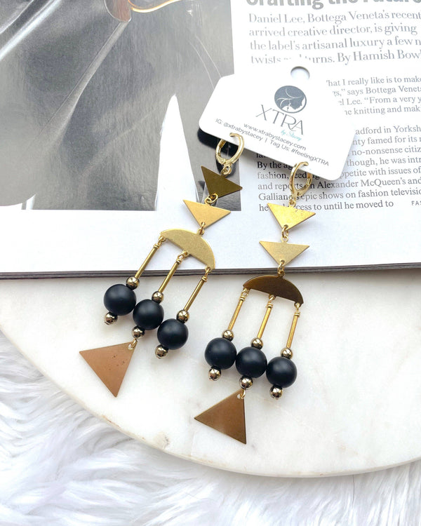 The Bentley Earring - Geometric Onyx Statement Earrings